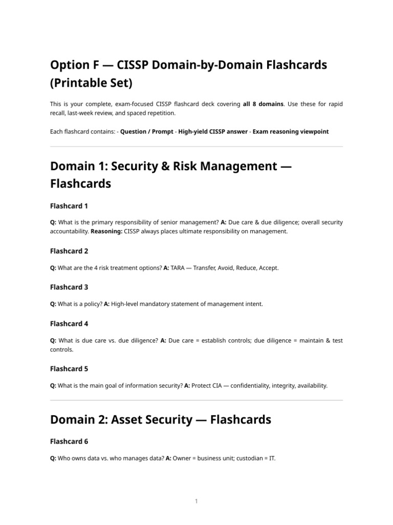CISSP Domain Flashcards Set | PDF | Information Security | Transport ...
