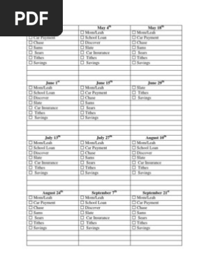 Bill Pay Chart
