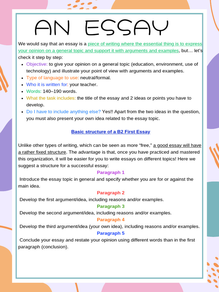 Guide to Writing a B2 Essay | PDF | Essays | Vocabulary