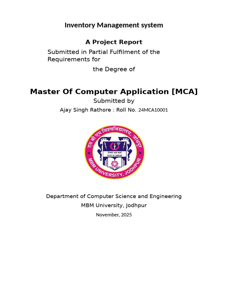 Inventory Management System Project Report | PDF | Databases ...