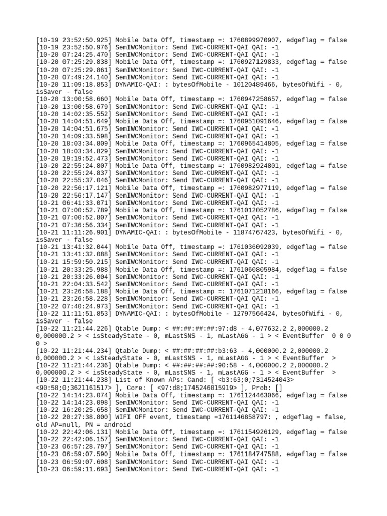 Mobile Data and QAI Monitoring Logs | PDF