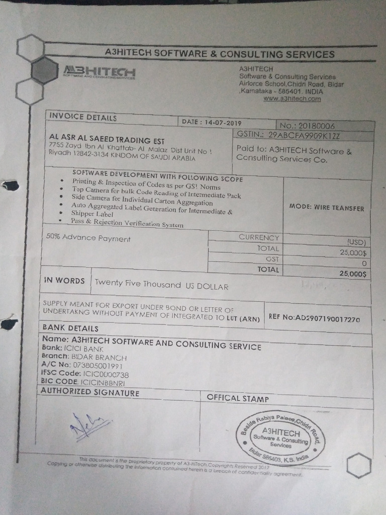 Al Asr Al Saeed Trading Est Invoice-Wps Office | PDF