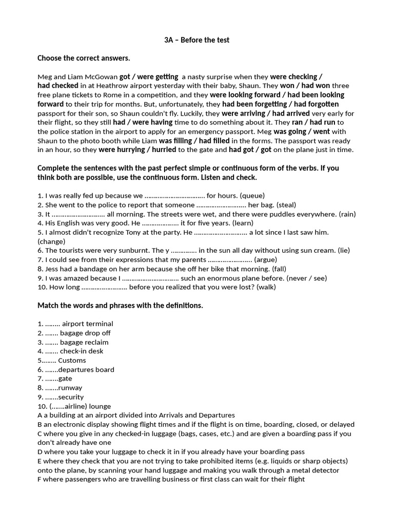 English File 3A Extra Tasks | PDF | Aviation