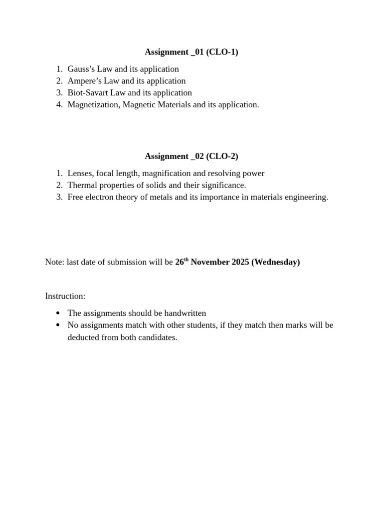 Physics Assignment Guidelines 2025 | PDF