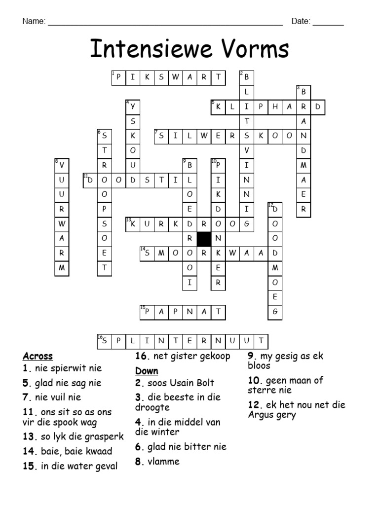 Intensiewe Vorms Answer Key Aa48d 61631c02 | PDF