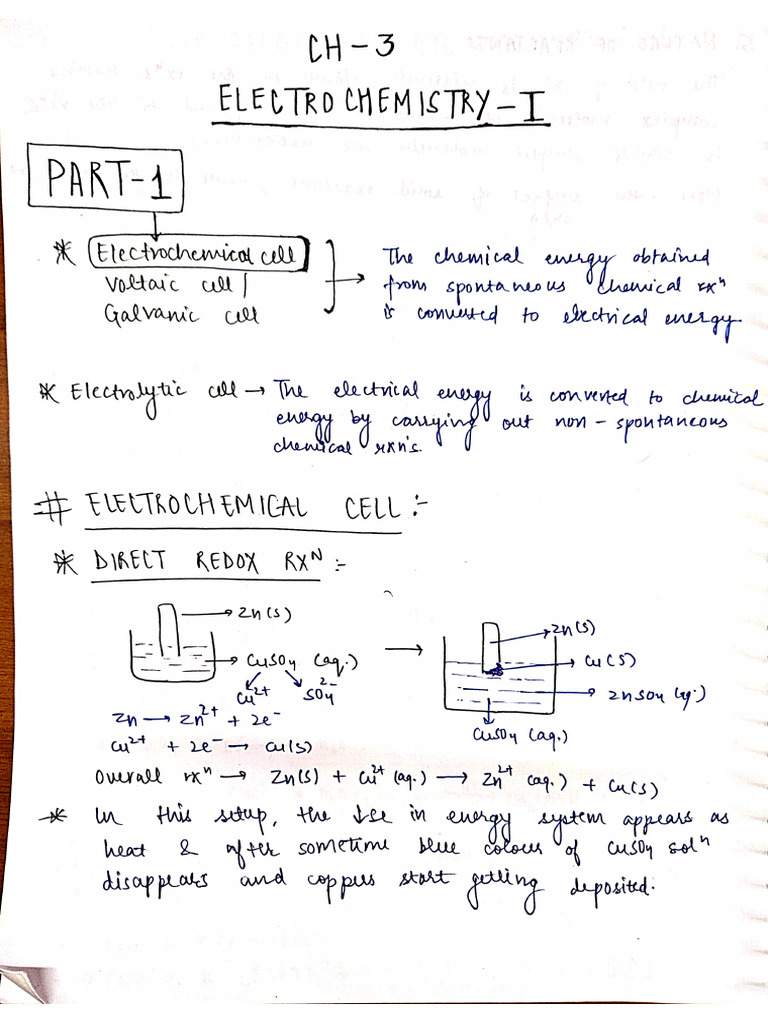 Electrochemistry 1 Notes | PDF