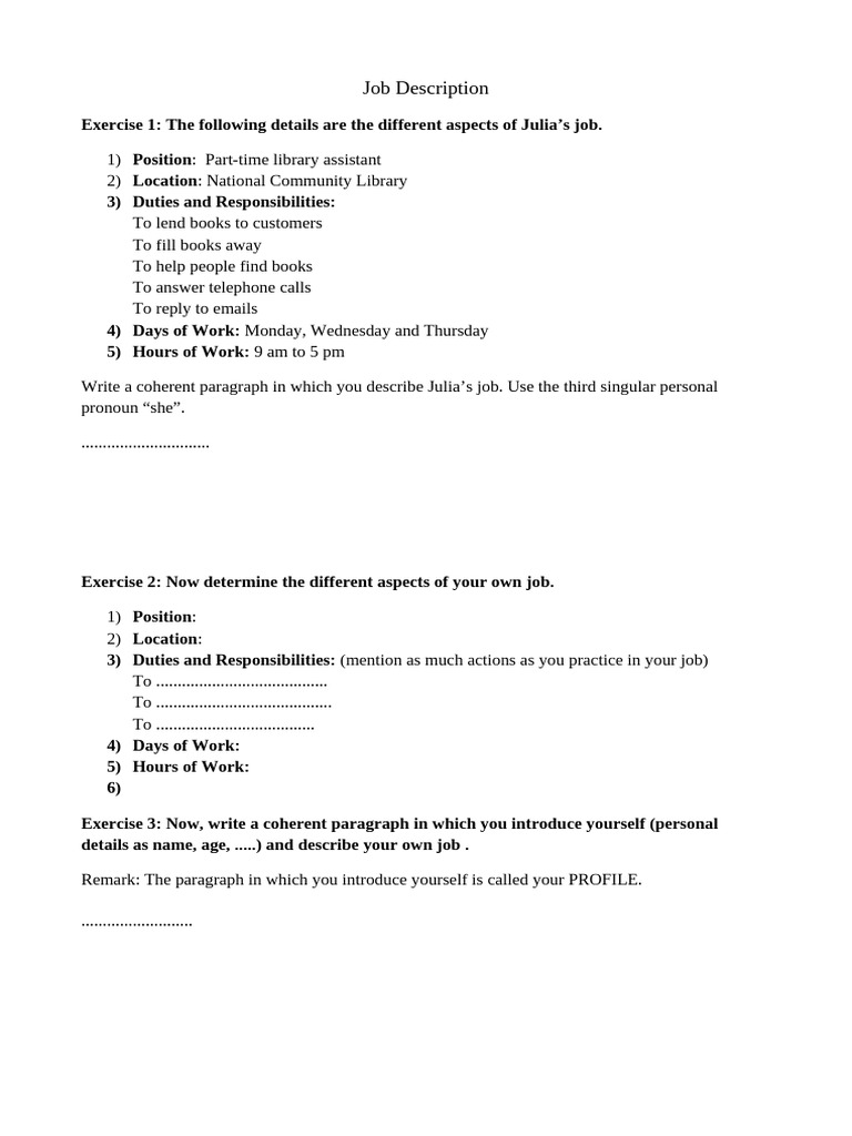 Part-Time Library Assistant Job Description | PDF