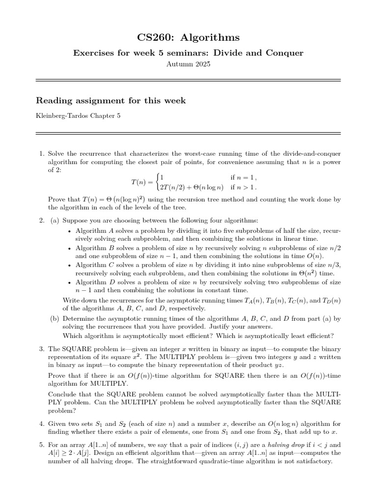 CS260 Seminar 4 Questions | PDF | Mathematical Logic | Computational ...