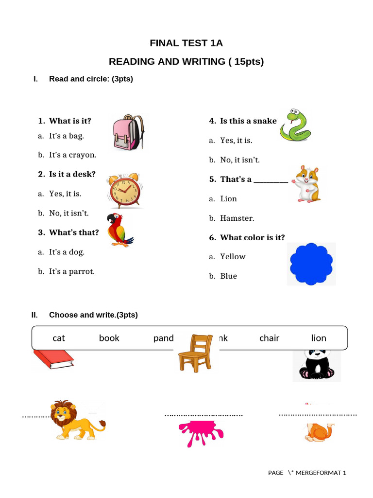 Final Test 1A: Reading & Writing Skills | PDF | Chess Openings | Chess