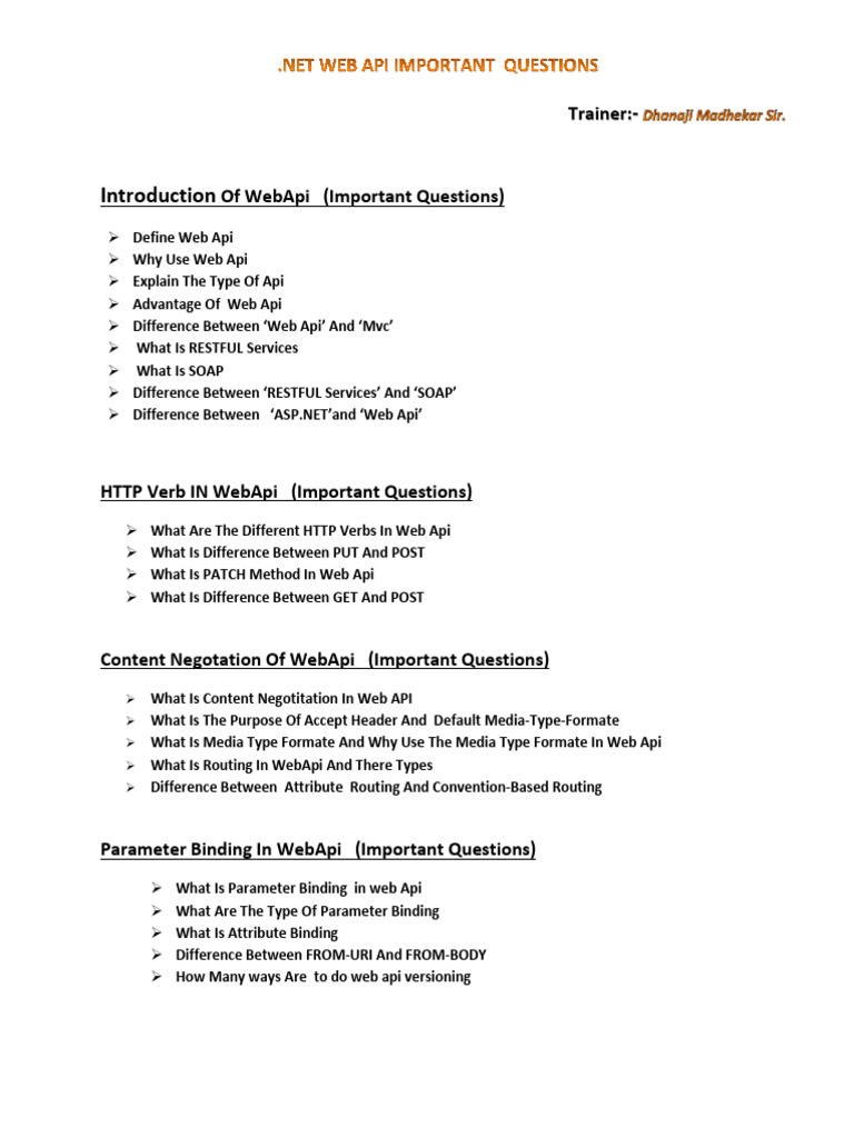 Web API Essentials: Key Concepts & FAQs | PDF