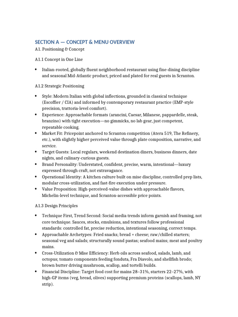 Modern Italian Restaurant Concept Overview | PDF | Food Allergy | Cooking