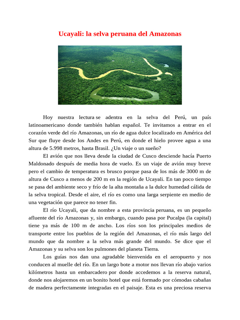 Ucayali, La Selva Peruana Del Amazonas | PDF | río Amazonas | Selva