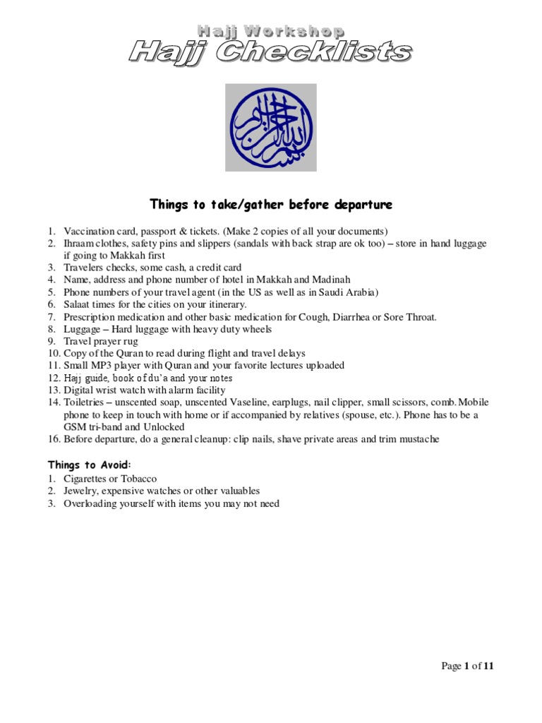 Checklist Hajj | PDF