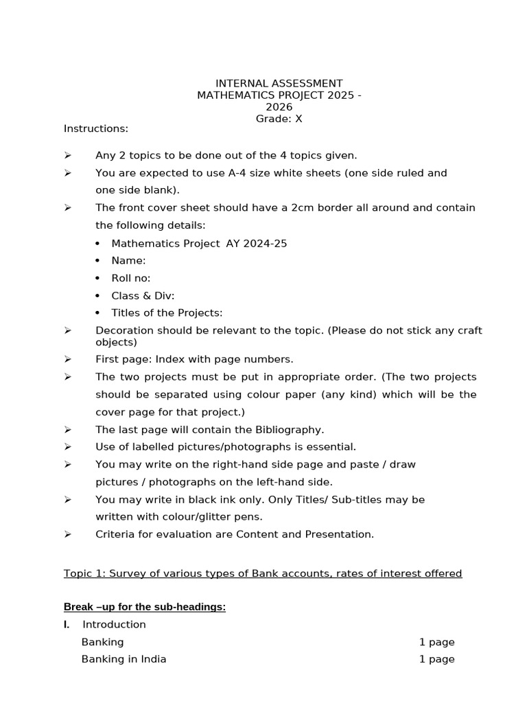 CISCE Grade 10 Project Guidelines AY 25-26 | PDF | Taxes | Expense