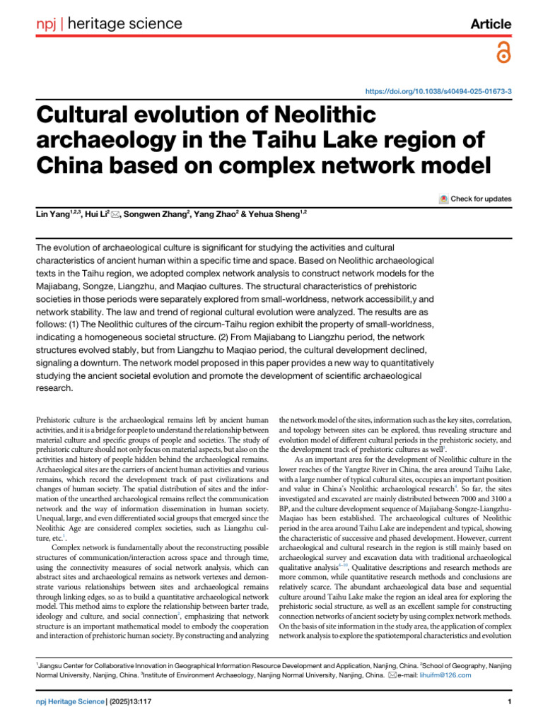 Neolithic Cultural Evolution in Taihu Lake | PDF | Computer Network ...