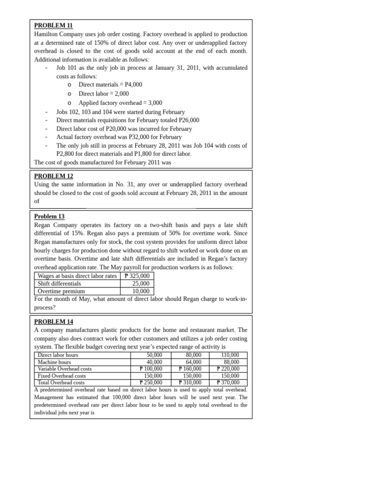Illustrative Examples | PDF | Cost Of Goods Sold | Overtime