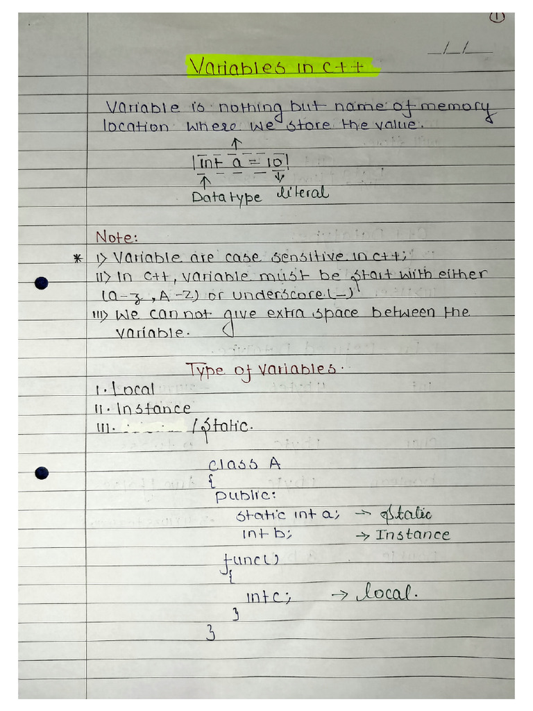 C++ Notes | PDF