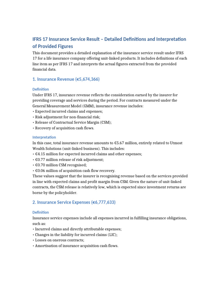 IFRS 17 Insurance Service Result Explained | PDF | Insurance | Reinsurance