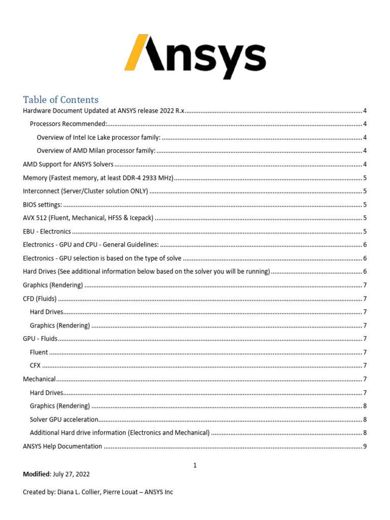 ANSYS Hardware Requirements Overview | PDF | Graphics Processing Unit ...