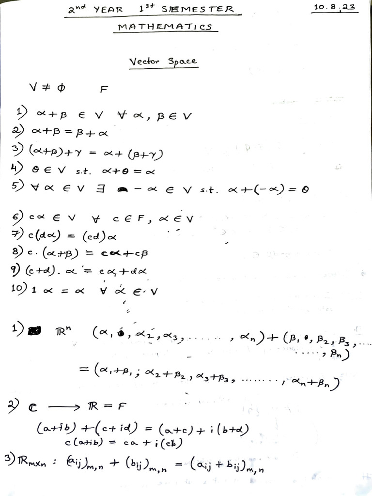 Maths Notes Upto CT 1 New | PDF | Basis (Linear Algebra) | Mathematical ...