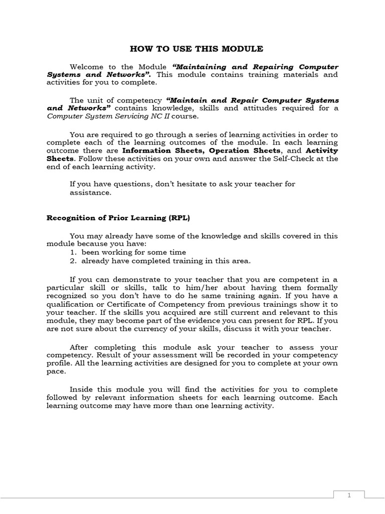 Computer Systems Maintenance Module | PDF | Computer File | Computer Virus