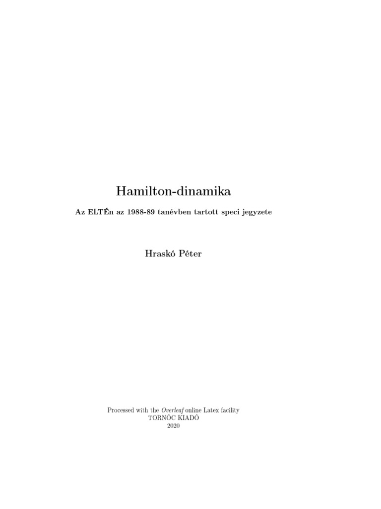 Hamiltoni Fizika Hrasko | PDF