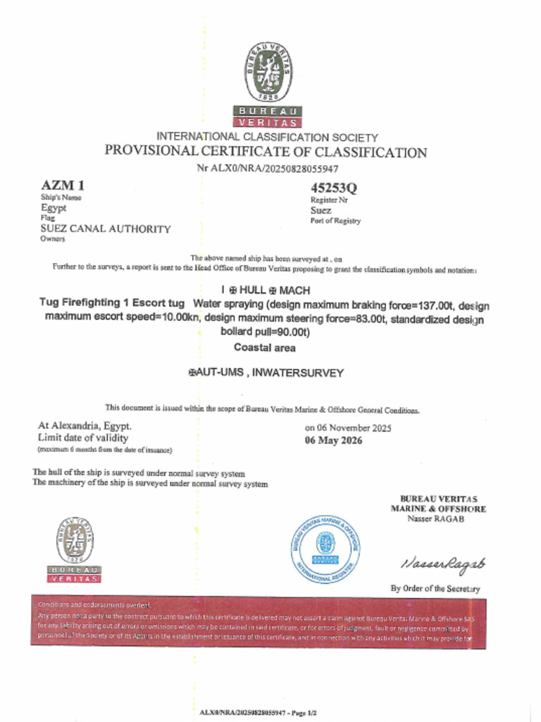 AZM 1 - BV Certificate | PDF