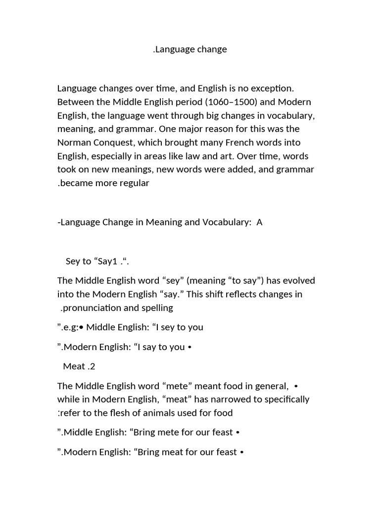 Evolution of English Language | PDF | English Language | Grammatical Number