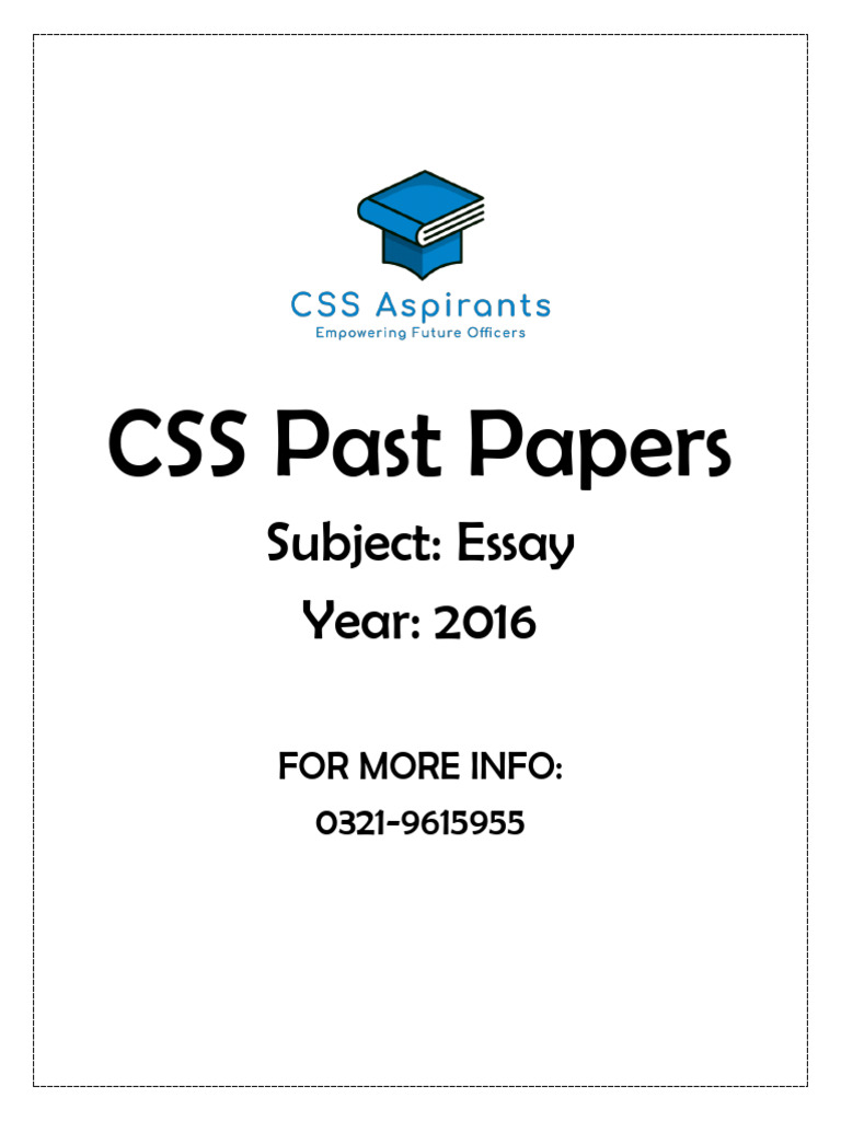 2016 CSS Essay Past Paper Topics | PDF