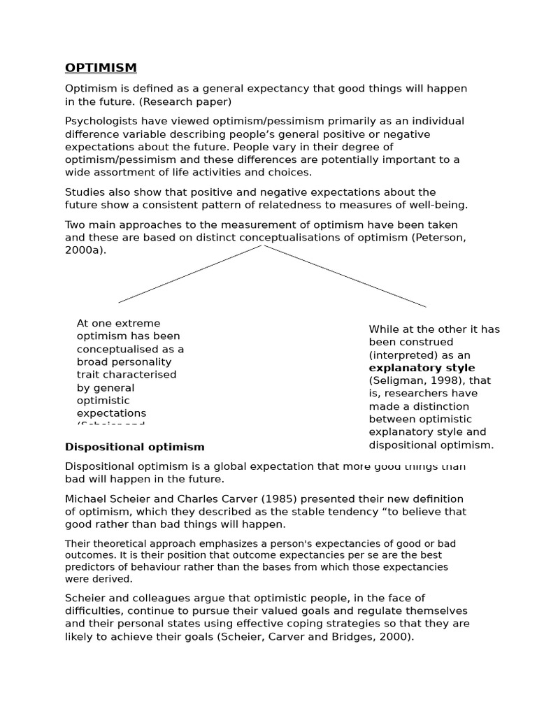 Understanding Dispositional Optimism | PDF | Optimism | Flow (Psychology)