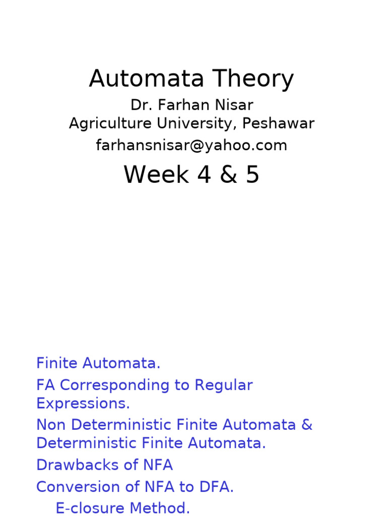 Lec 4-5 | PDF | Automata Theory | Formal Methods