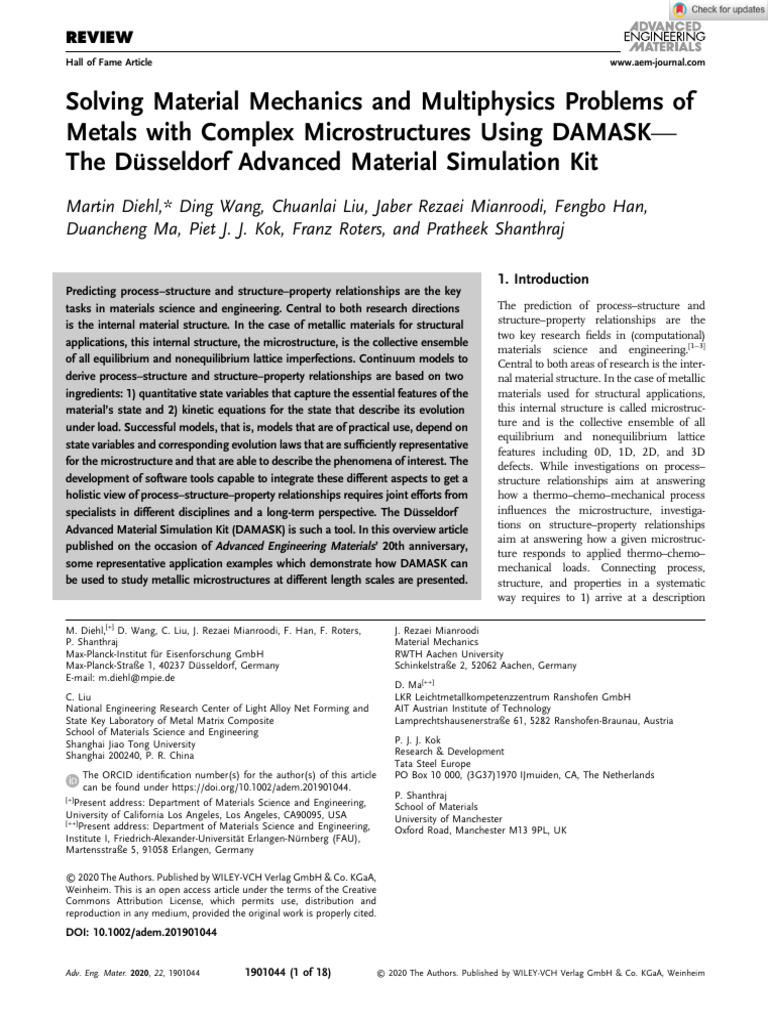 Solving Material Mechanics and Multiphysics Problems of Metals With ...