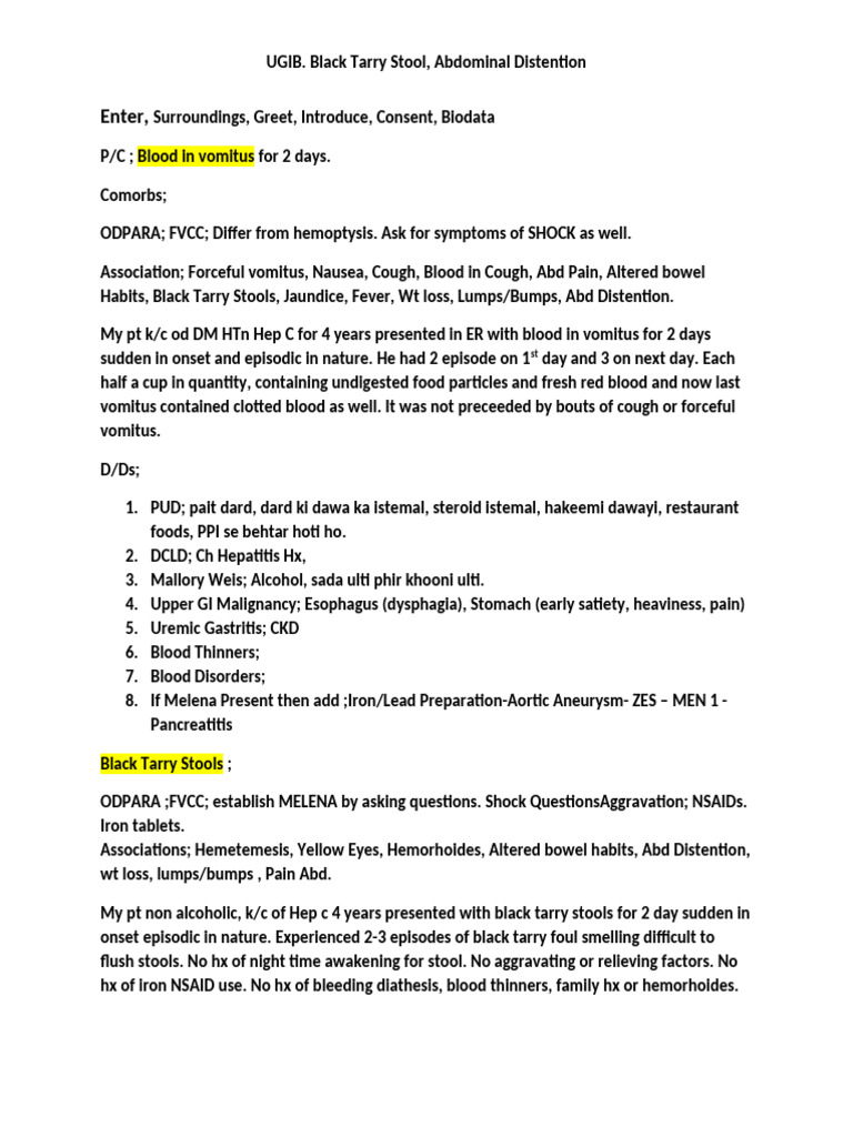 UGIB. Black Tarry Stool, Abd Distention | PDF | Edema | Gastroenterology