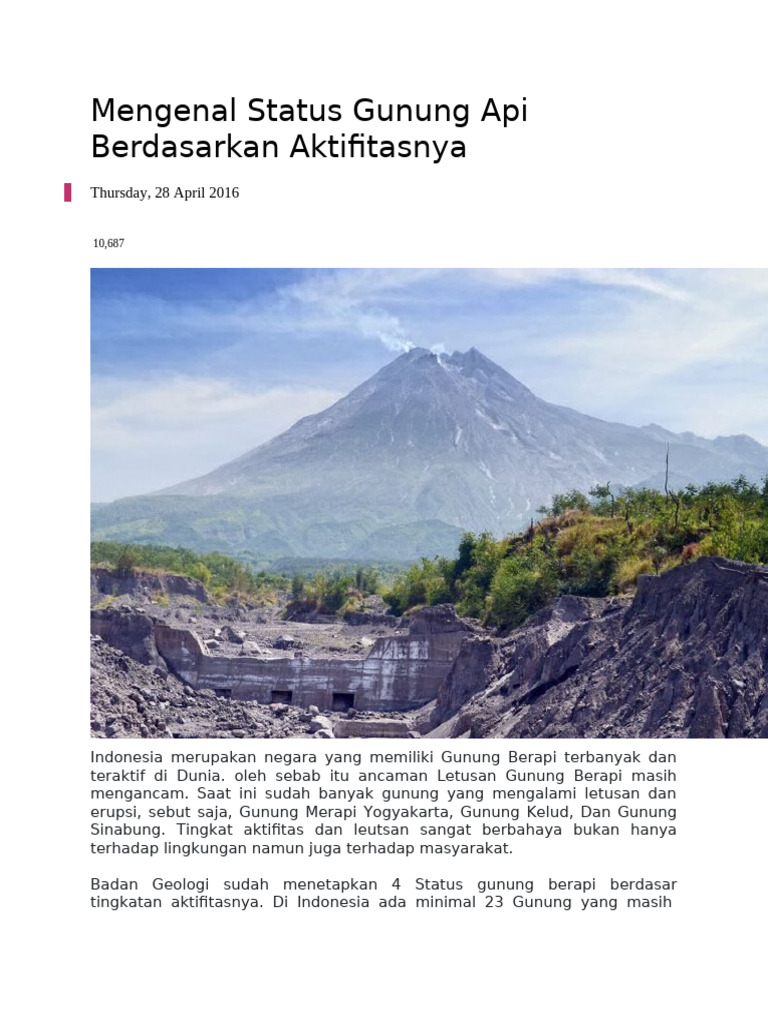 Status Gunung Api di Indonesia | PDF