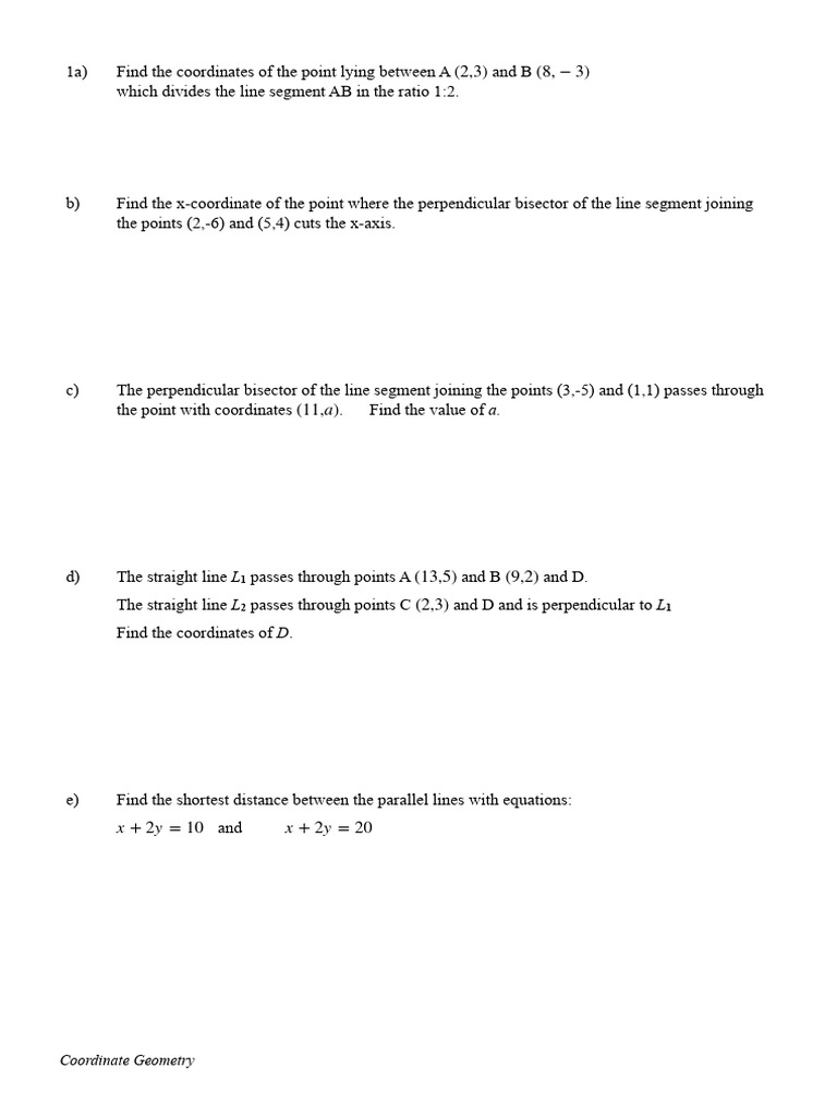 Coordinate Geometry Problems and Solutions | PDF | Circle | Line (Geometry)