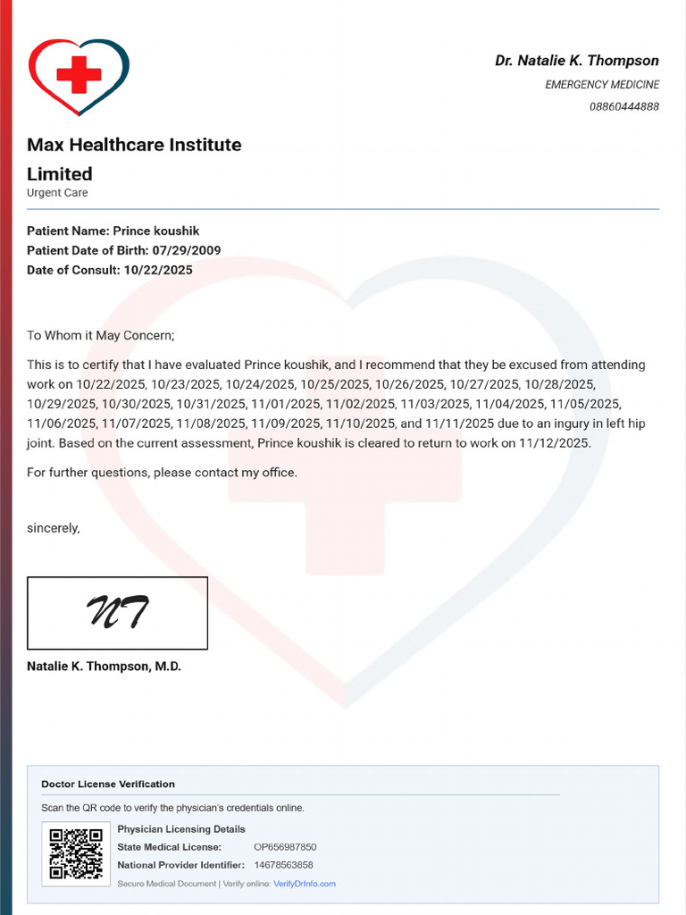 Doctor Note With Signature | PDF