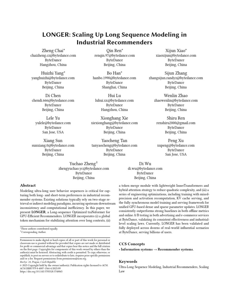 LONGER: Efficient Long Sequence Modeling | PDF | Receiver Operating ...