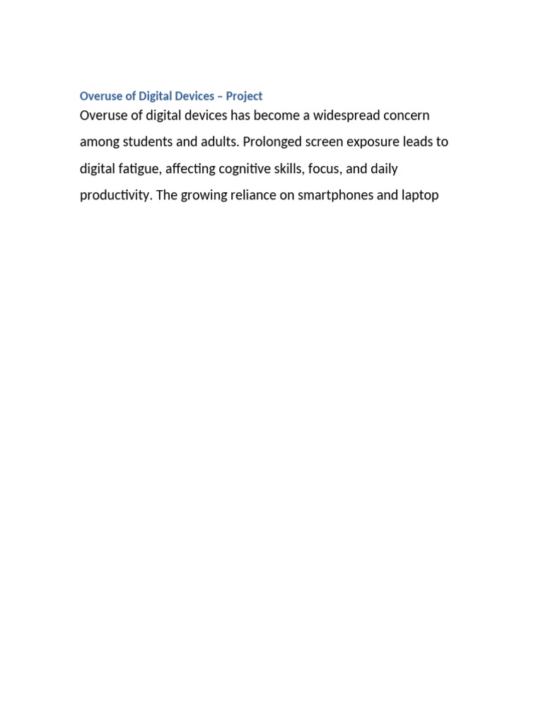 Impact of Digital Device Overuse | PDF | Sleep | Sleep Deprivation
