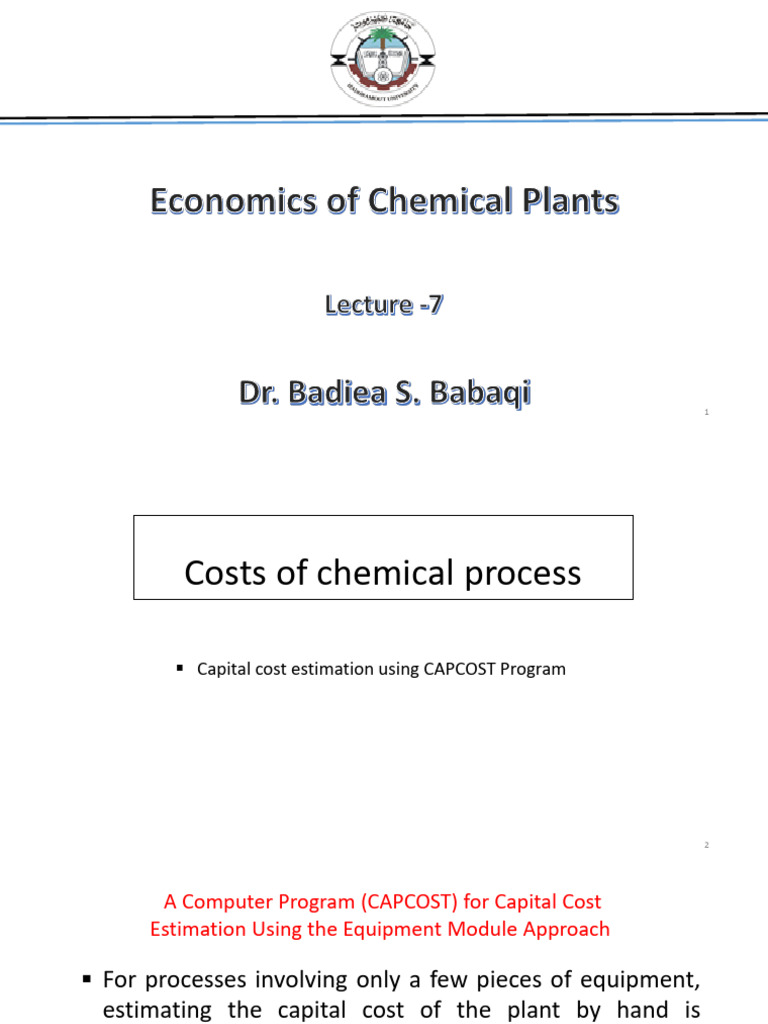 CAPCOST Program for Chemical Plant Costs | PDF | Computer Program ...