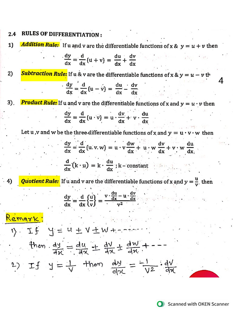 Derivatives Formulas | PDF
