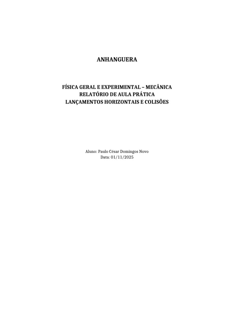 Lançamentos Horizontais e Colisões em Física | PDF | Colisão ...