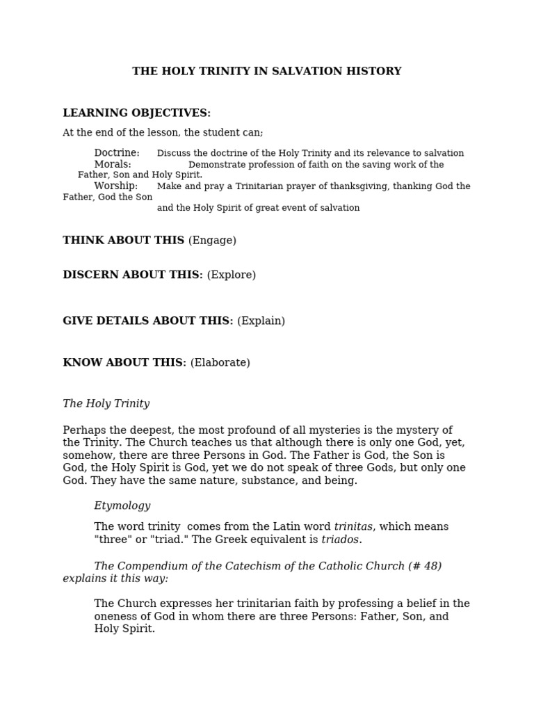 Understanding the Holy Trinity in Salvation | PDF | God The Father ...