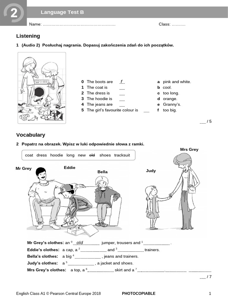 Language Test B: Listening & Grammar | PDF | Softlines (Retail) | Fashion