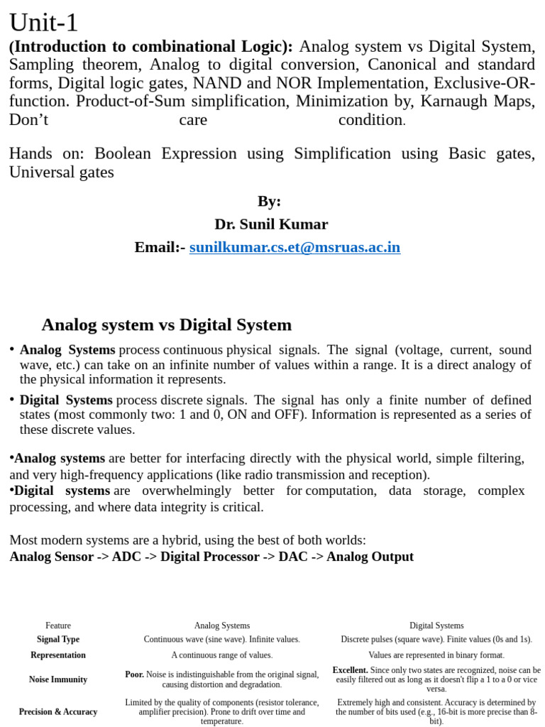 Unit-1 | PDF | Logic Gate | Sampling (Signal Processing)