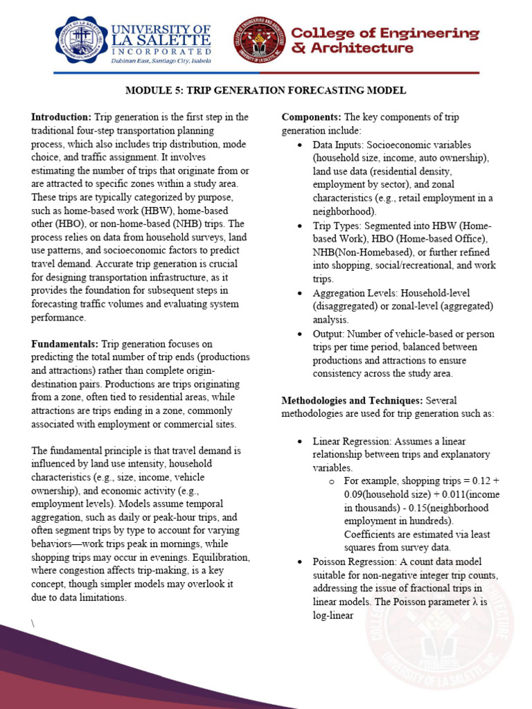 Trip Generation Forecasting Model Guide | PDF | Regression Analysis ...