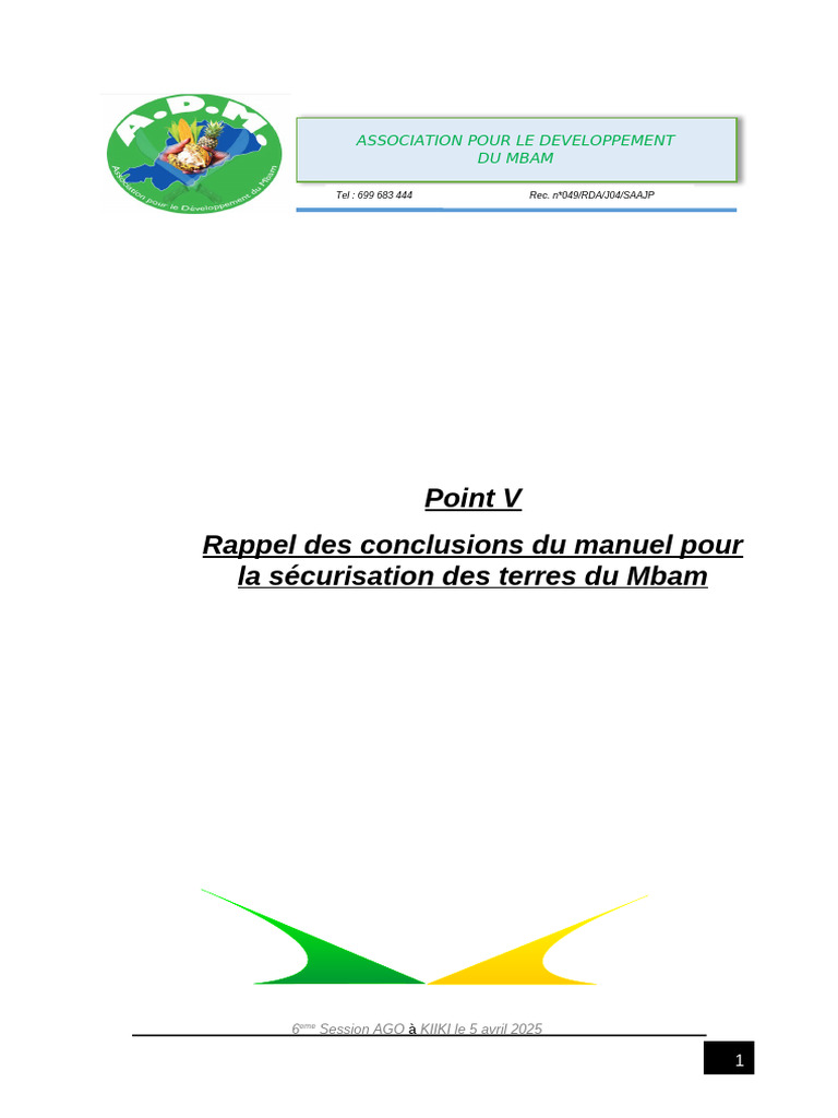 Sécurisation des terres du Mbam : enjeux et solutions | PDF