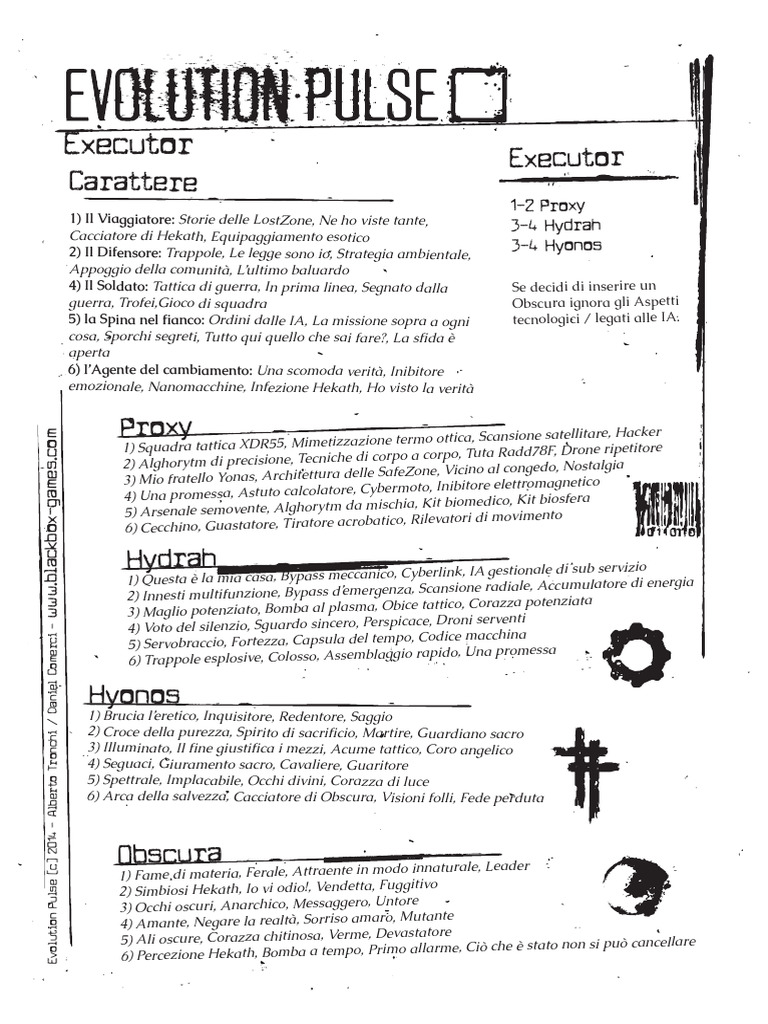Fate - Evolution Pulse - Extra - Tabelle - Executor | PDF