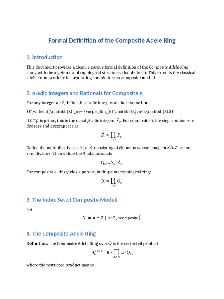 Composite Adele Ring | PDF | Ring (Mathematics) | Multiplication