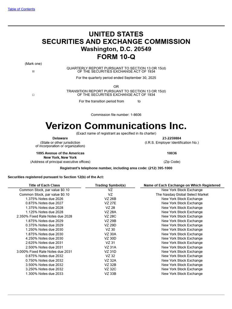 Verizon Communications Inc.: United States Securities and Exchange ...