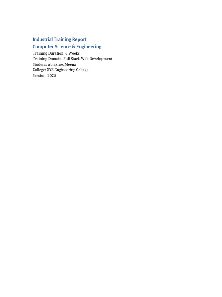 Full Stack Web Development Training Report | PDF | Document Object ...